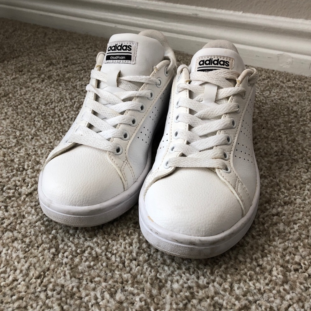 Adidas Cloudfoam ALL WHITE Sneakers ~USED~